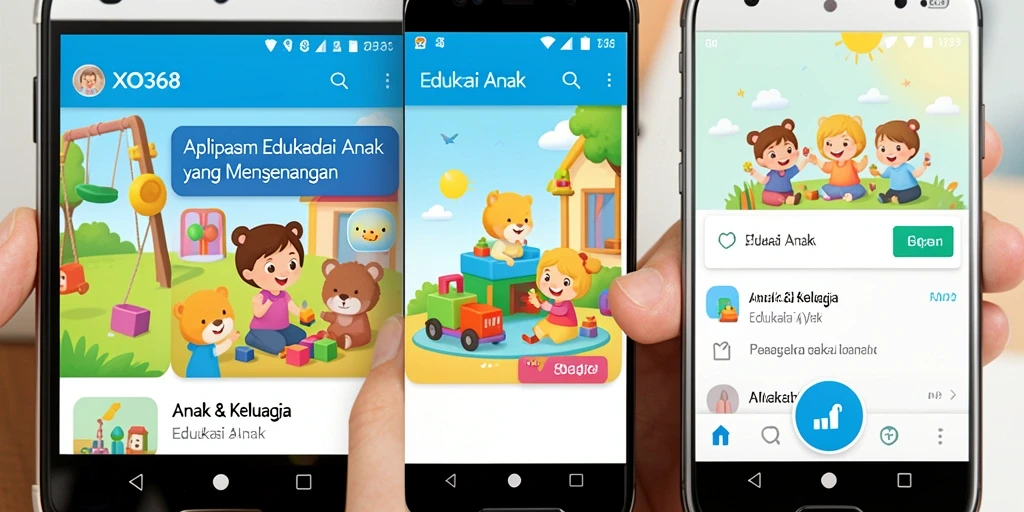 Antarmuka interaktif aplikasi XO368 untuk belajar anak.