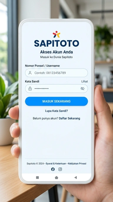 Tampilan halaman login sapitoto